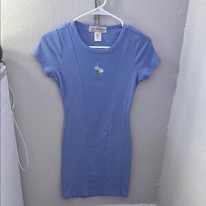 Blue Mini Dress with Floral Accent